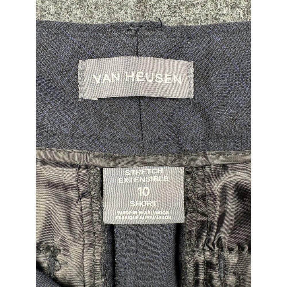 Van Heusen Womens Plaid Dress Pants Blue Grey Stretch Trousers 10 Short 33x28 - Picture 4 of 9